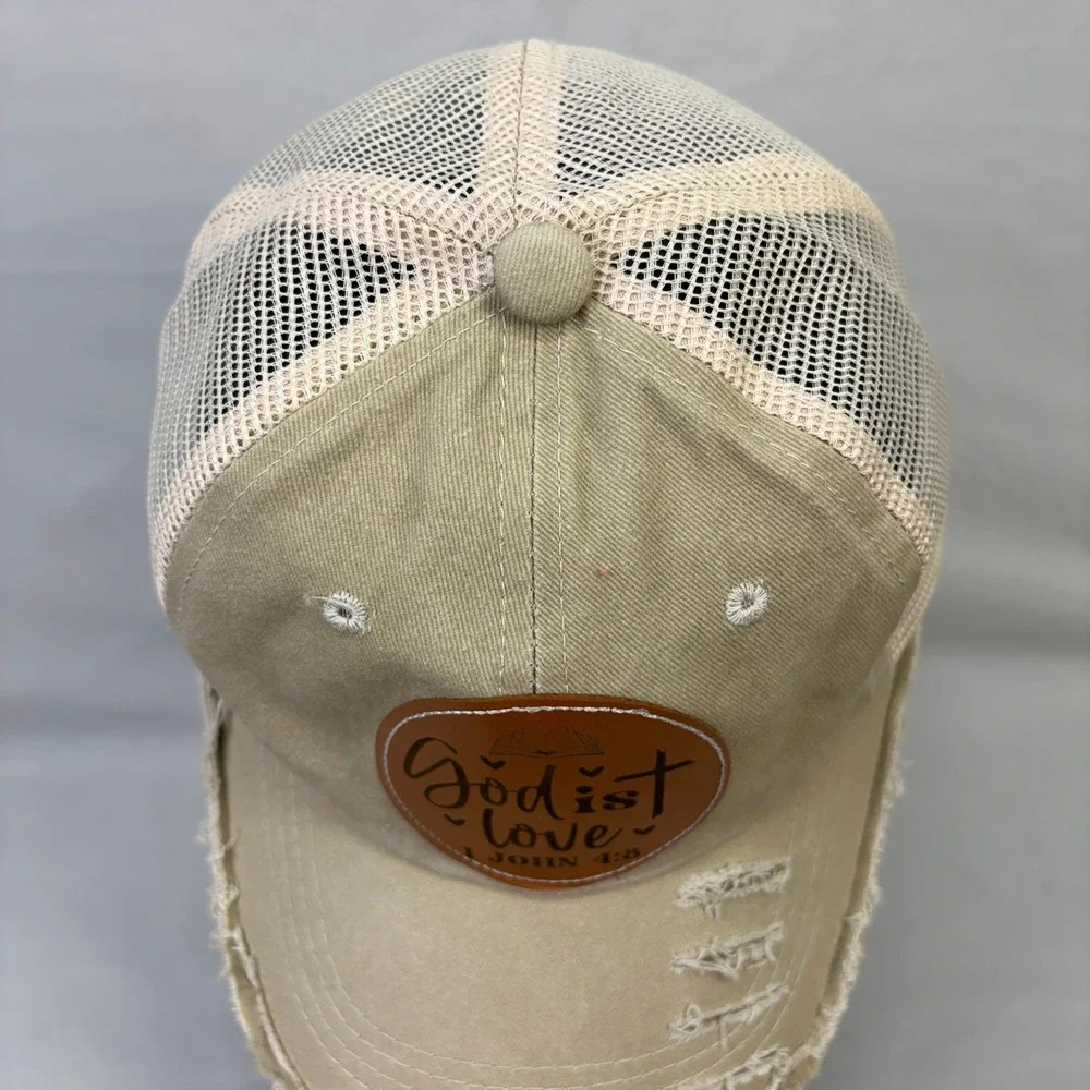 God Is Love 1 John 4:8 Christian Distressed Trucker Hat Snapback Round Patch